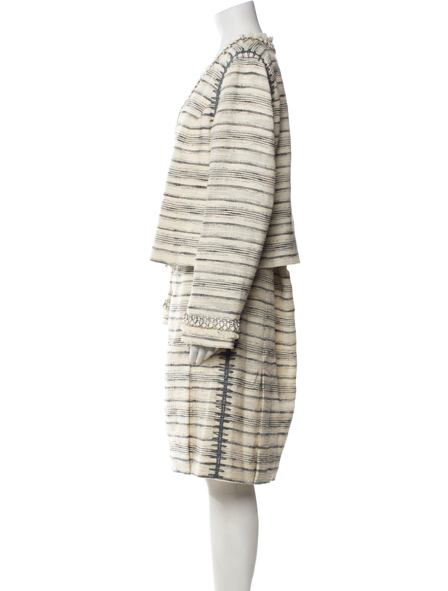 Tory Burch Striped Crystal Embellishments Skirt Suit w/ Tags