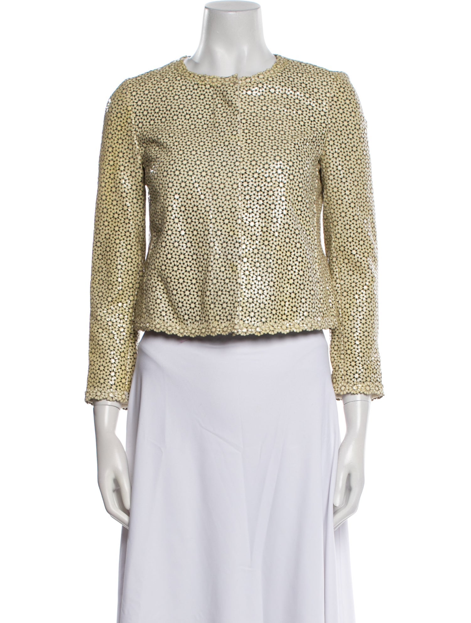 Tory Burch Leather Tweed Pattern Evening Jacket