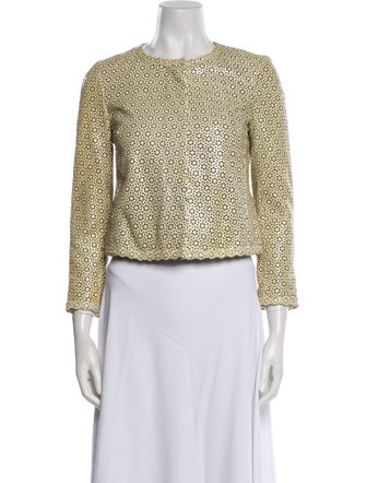 Tory Burch Leather Tweed Pattern Evening Jacket