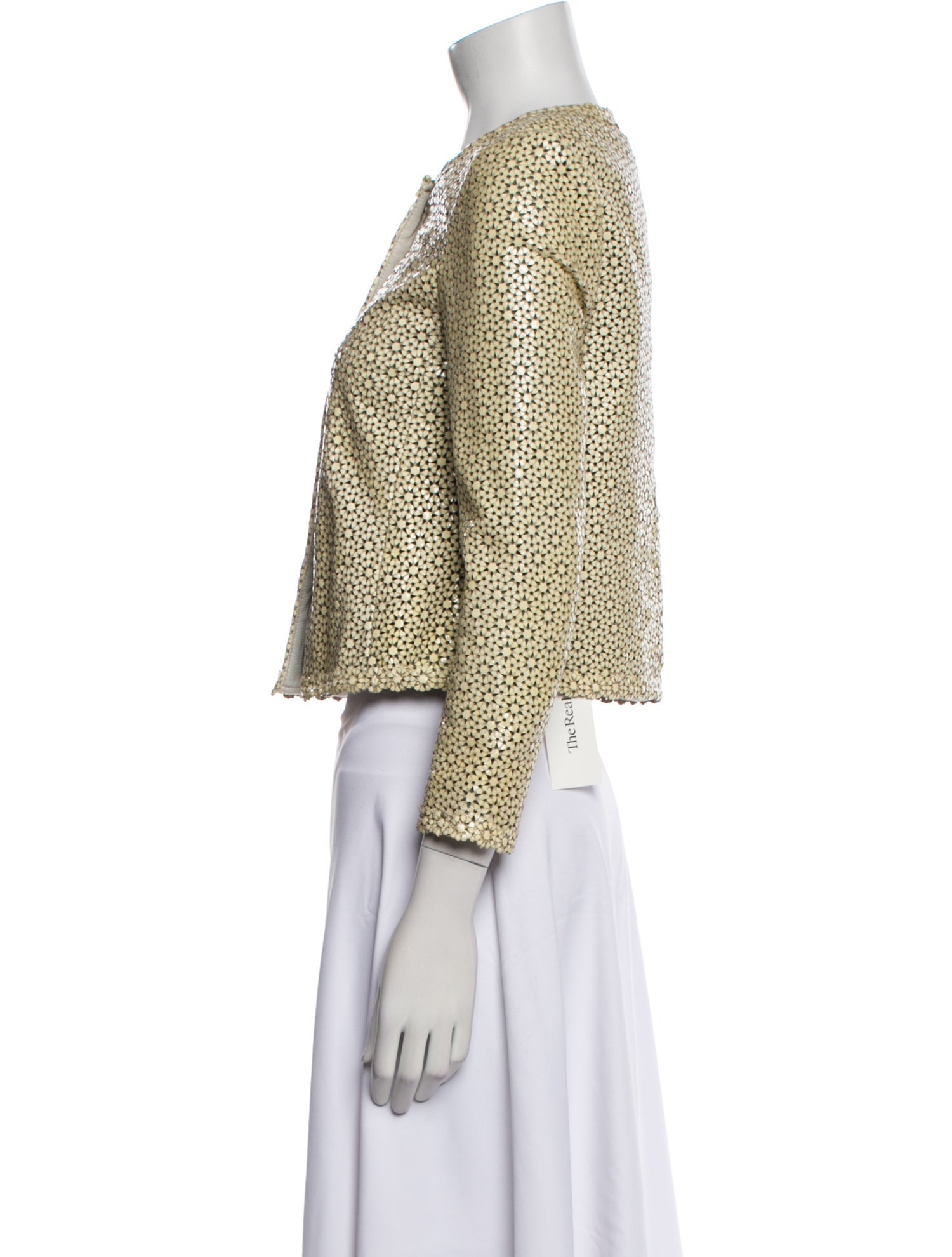 Tory Burch Leather Tweed Pattern Evening Jacket