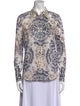 Tory Burch Printed Long Sleeve Button-Up Top