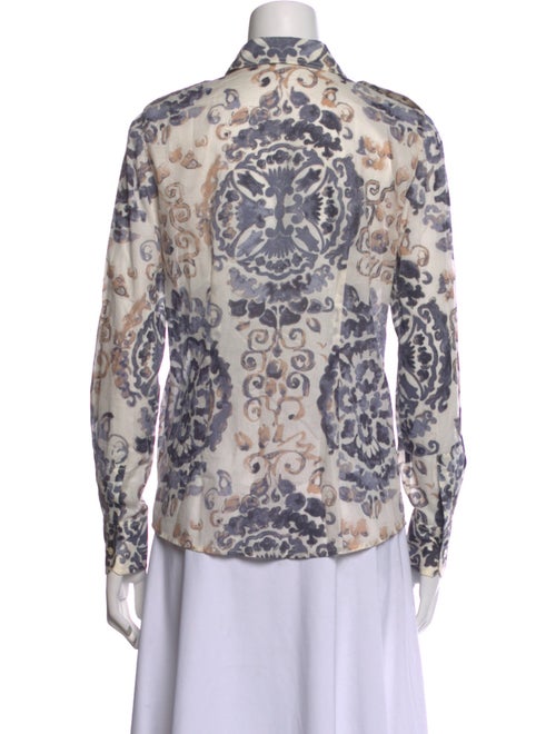 Tory Burch Printed Long Sleeve Button-Up Top