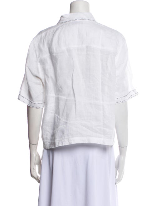 Tory Burch Linen Short Sleeve Button-Up Top