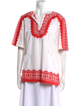 Tory Burch Lace Pattern V-Neck Tunic