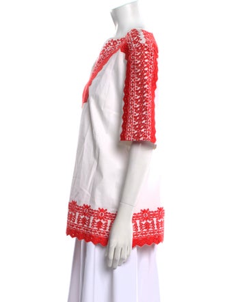 Tory Burch Lace Pattern V-Neck Tunic