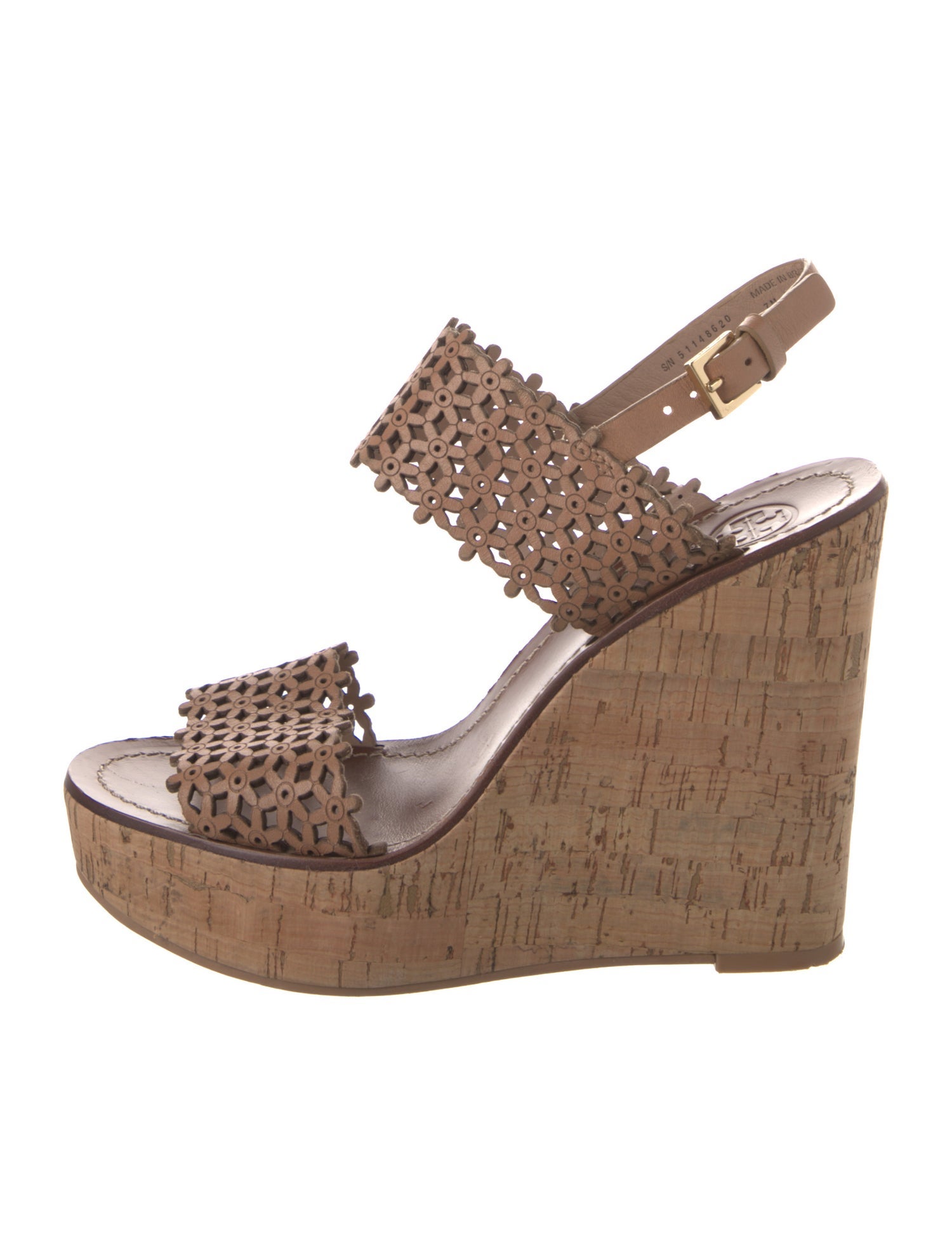 Tory Burch Leather Lasercut Accents Slingback Sandals