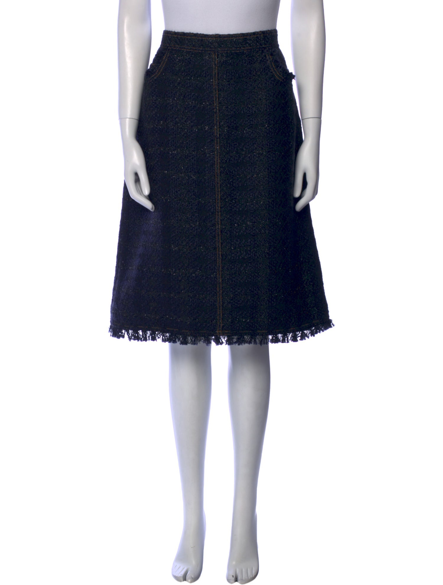 Tory Burch Fringe Trim Accent Knee-Length Skirt