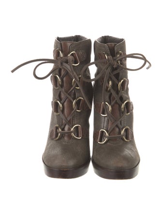 Tory Burch Leather Lace-Up Boots