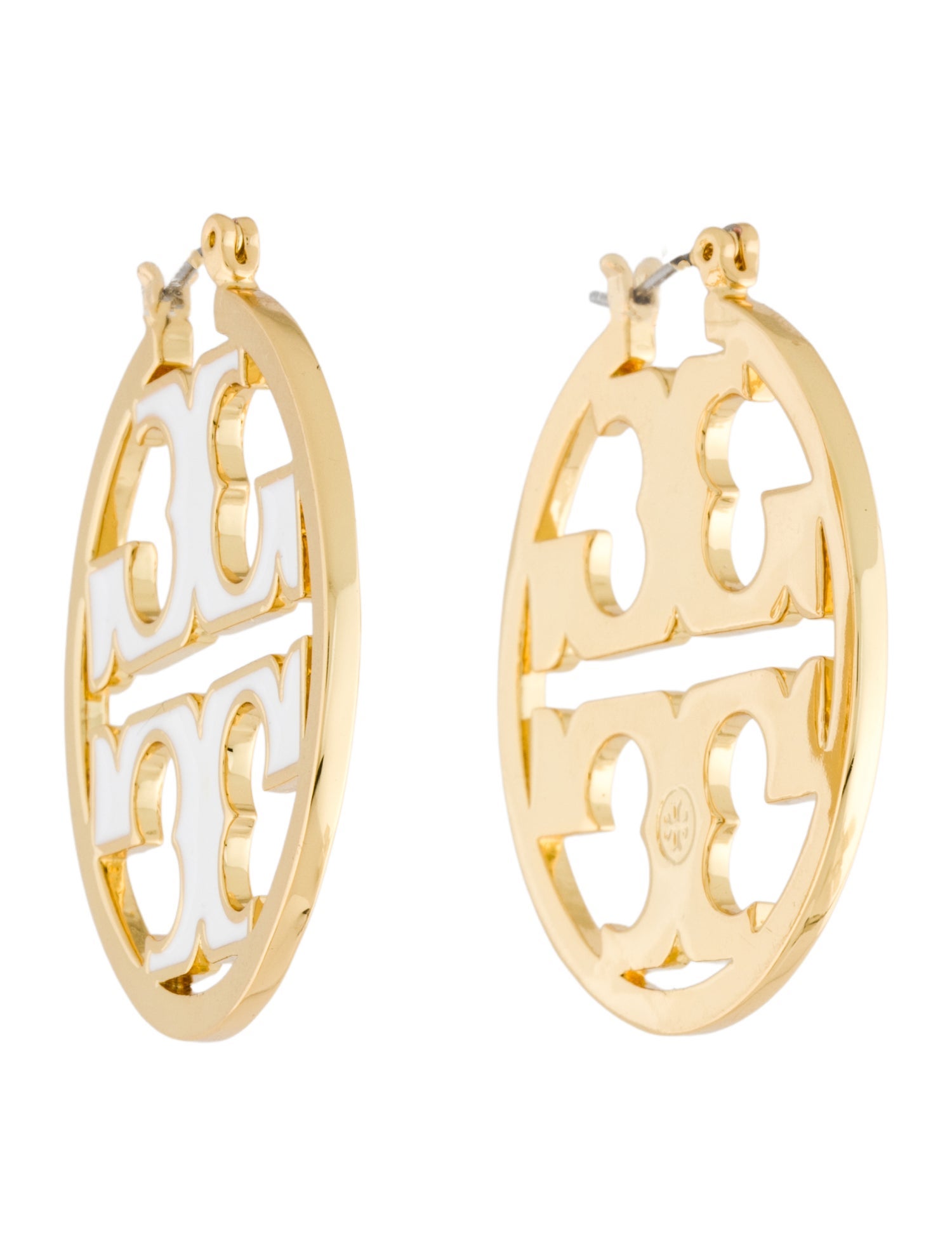 Tory Burch Enamel Logo Hoop Earrings