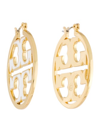 Tory Burch Enamel Logo Hoop Earrings