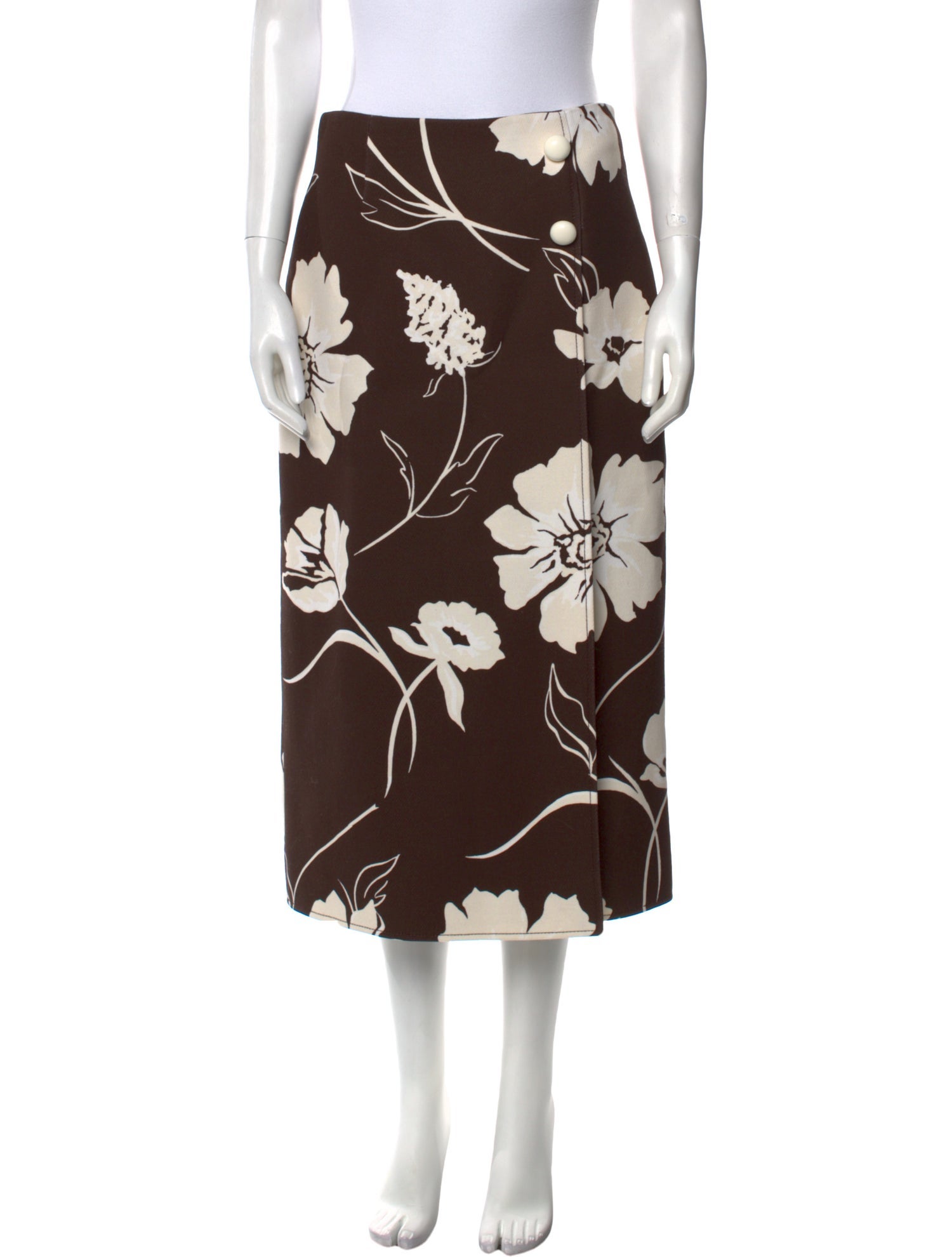 Tory Burch Floral Print Midi Length Skirt