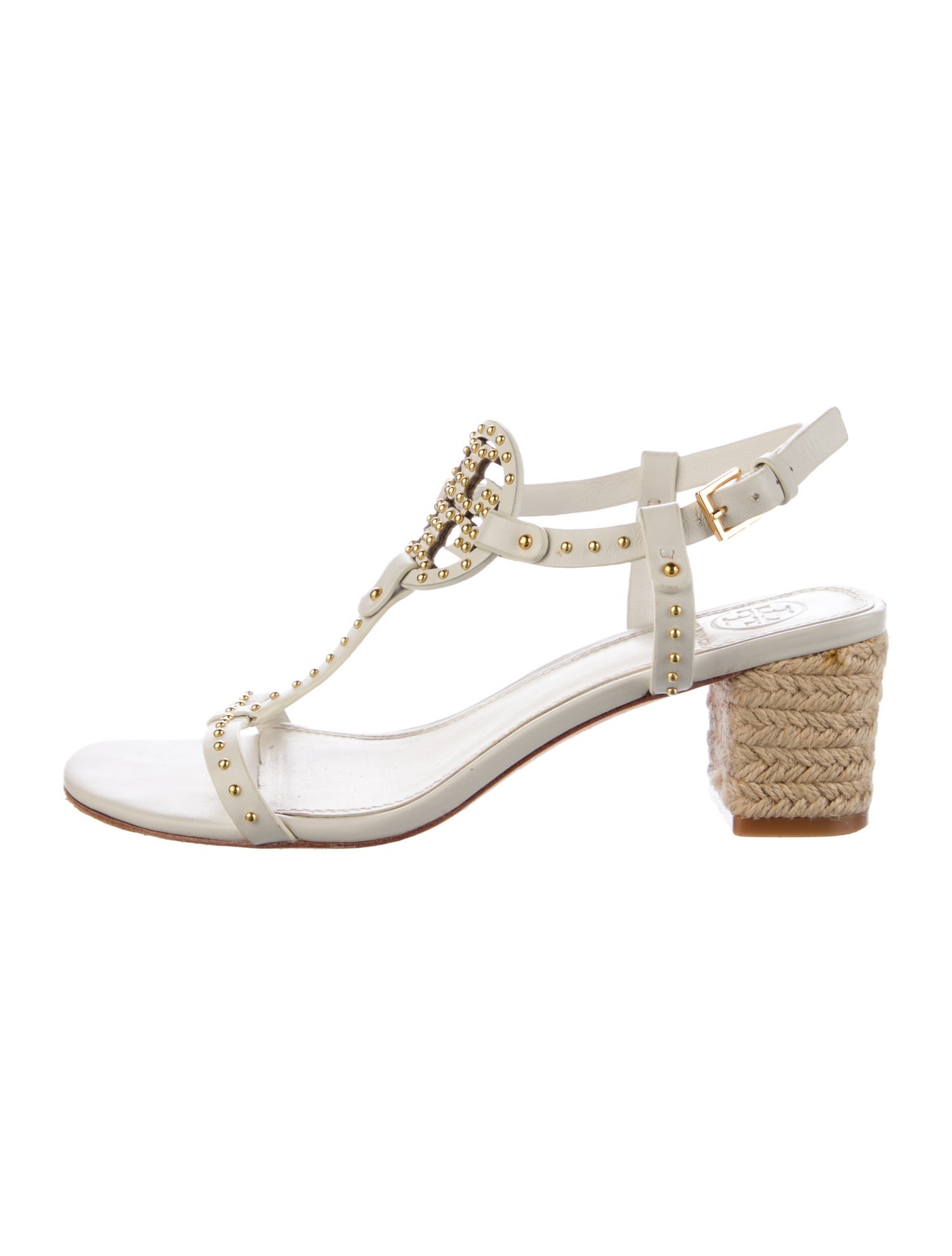 Tory Burch Leather Studded Accents T-Strap Sandals