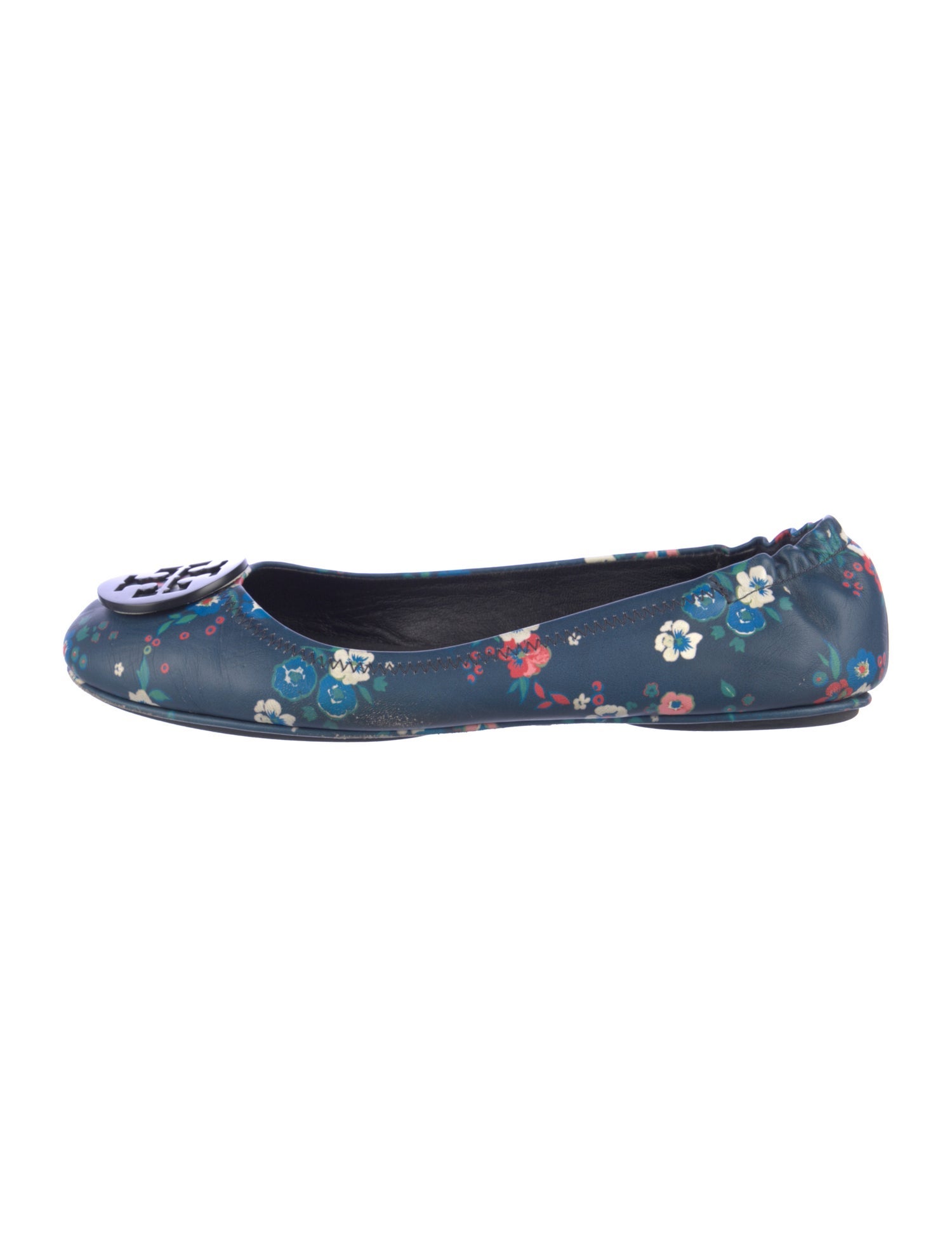Tory Burch Leather Floral Print Flats
