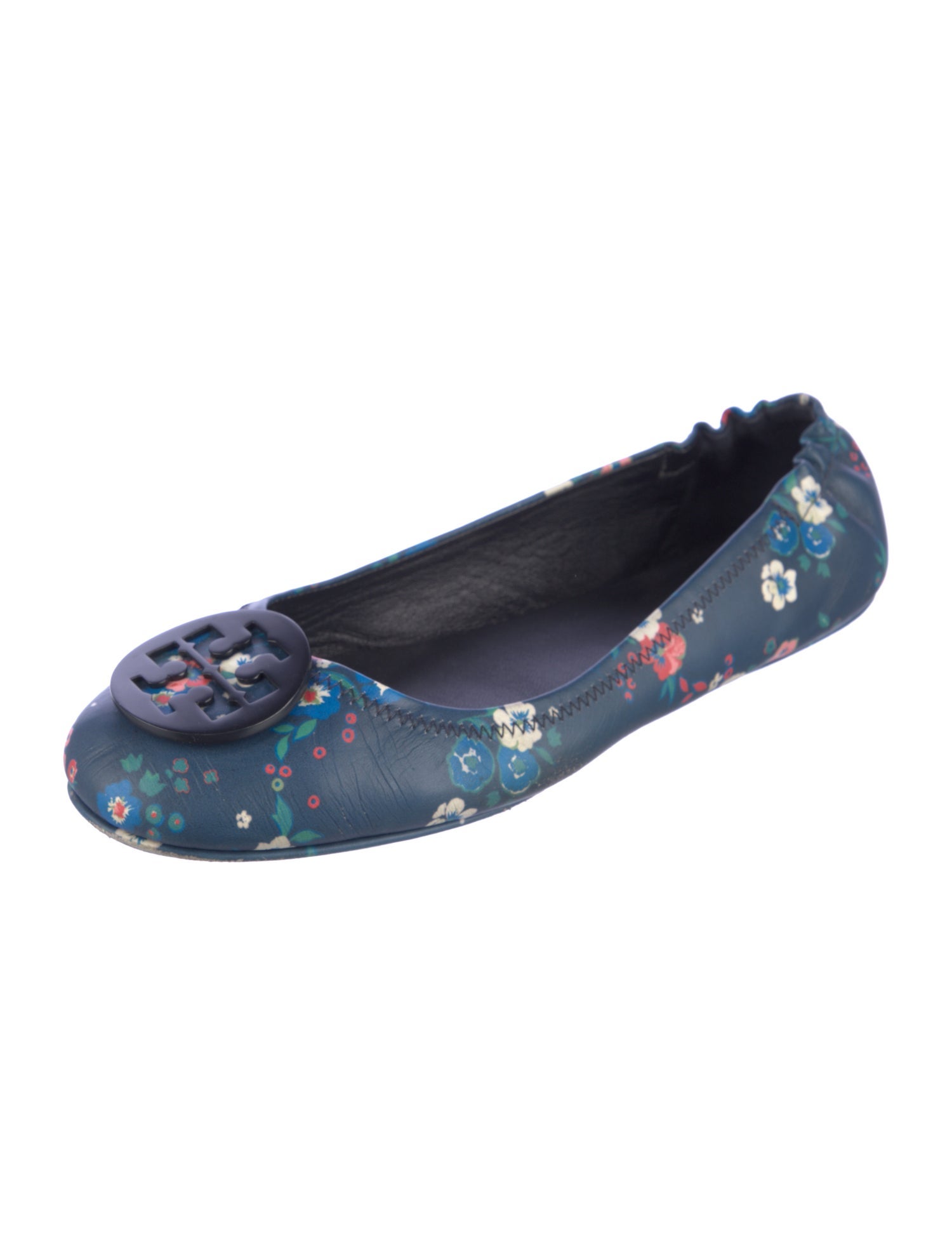Tory Burch Leather Floral Print Flats