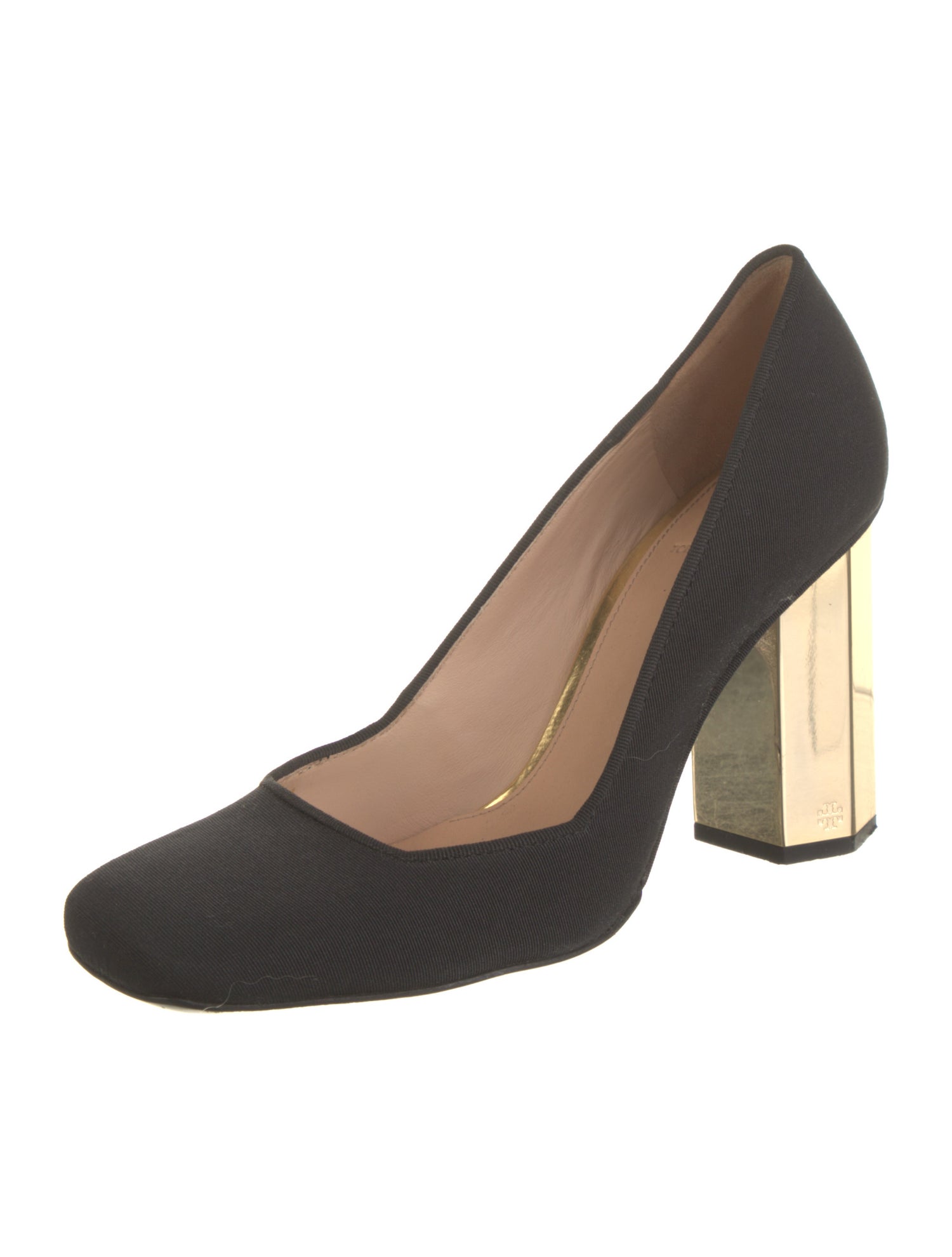 Tory Burch Canvas Leather Trim Embellishment Pumps