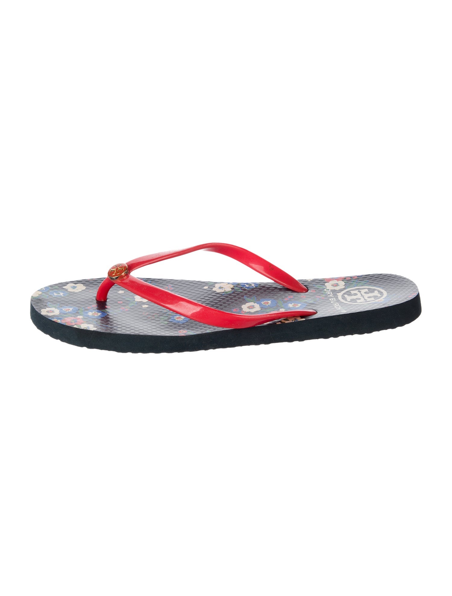 Tory Burch Rubber Floral Print Flip Flops