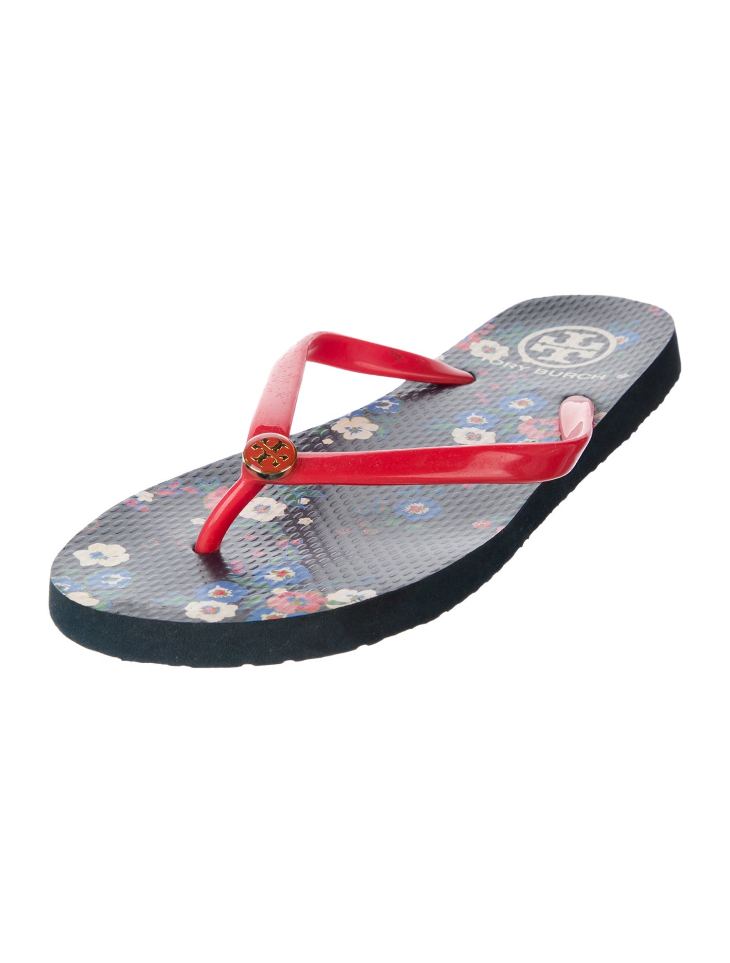 Tory Burch Rubber Floral Print Flip Flops