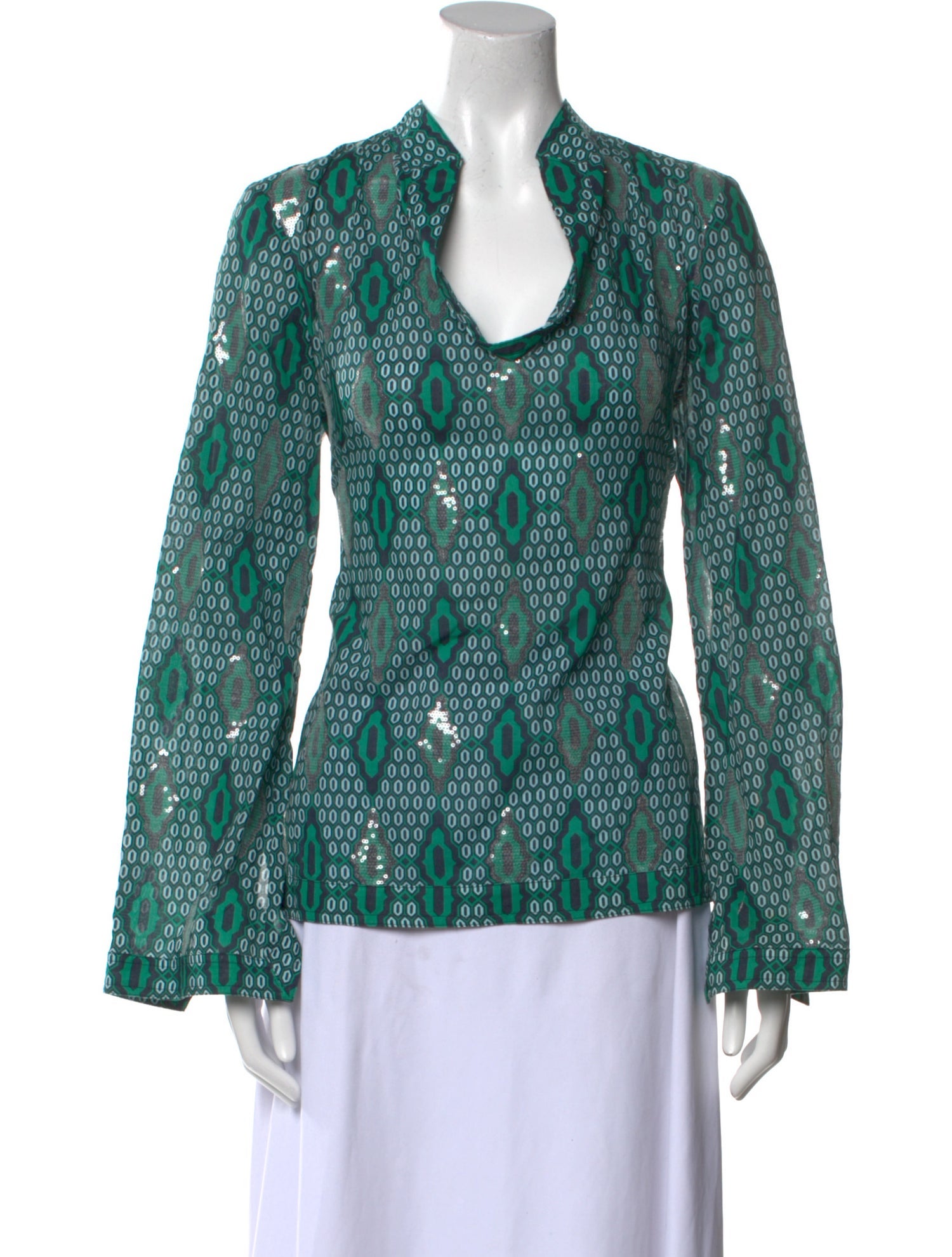 Tory Burch Printed Cowl Neck Blouse