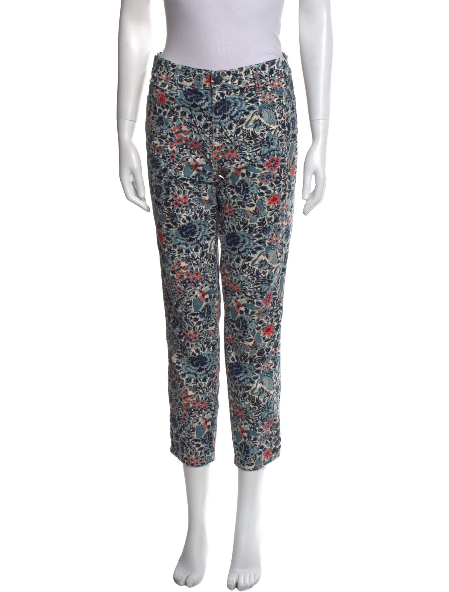 Tory Burch Floral Print Straight Leg Pants