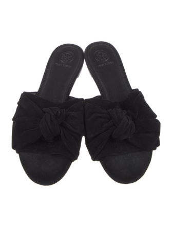 Tory Burch Suede Bow Accents Slides