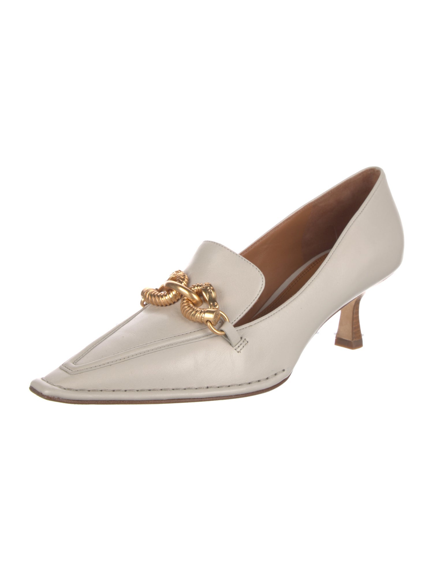 Tory Burch Leather Chain-Link Accents Pumps