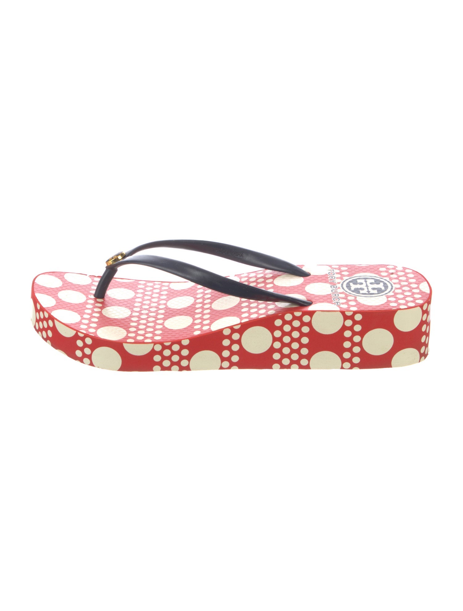 Tory Burch Rubber Polka Dot Print Flip Flops