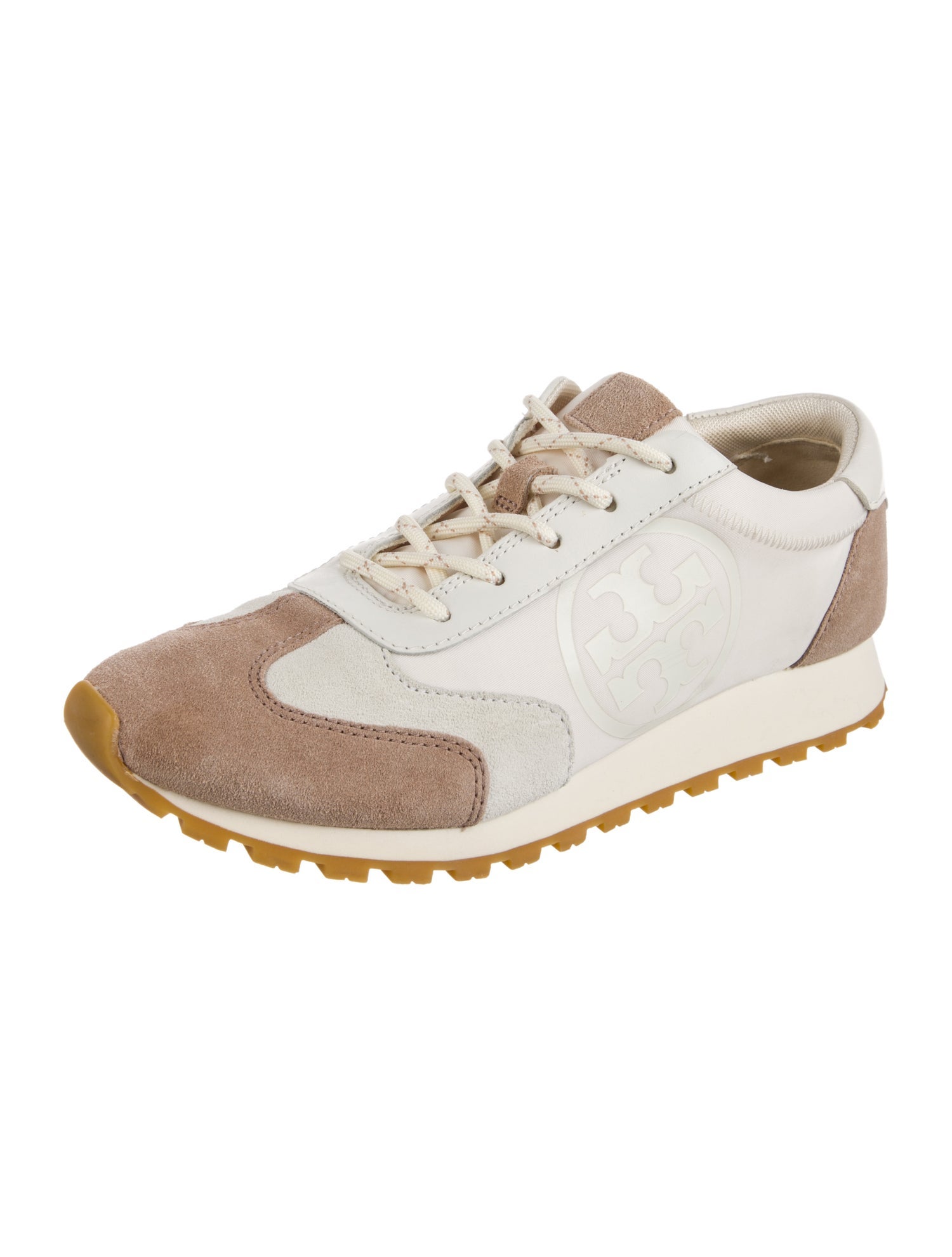 Tory Burch Suede Colorblock Pattern Athletic Sneakers