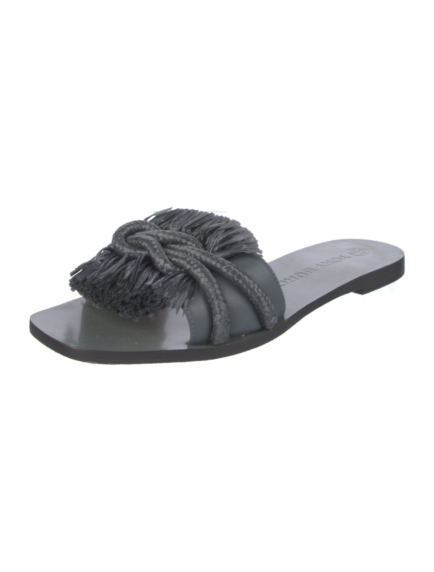 Tory Burch Leather Braided Accents Slides