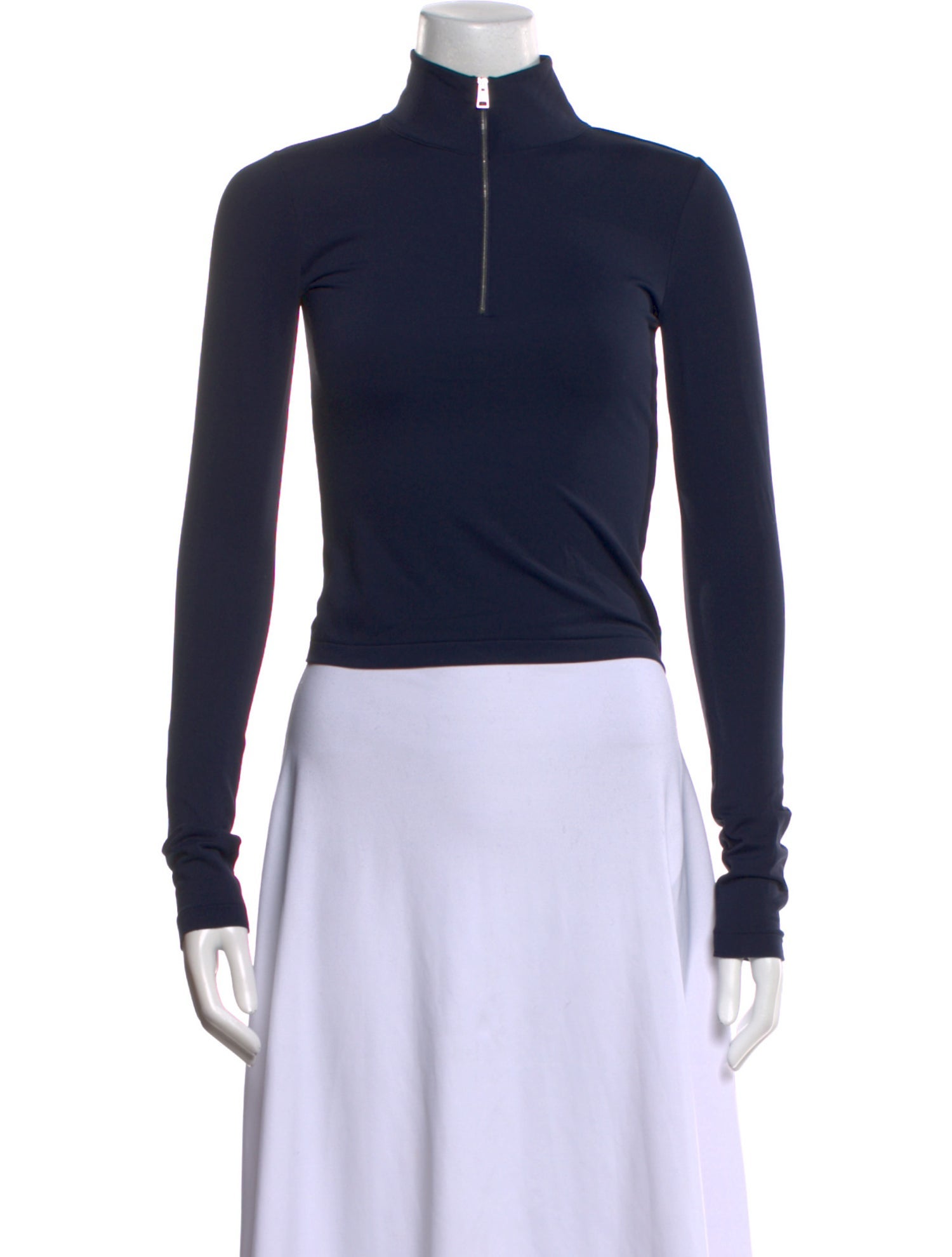 Tory Burch Mock Neck Long Sleeve Crop Top