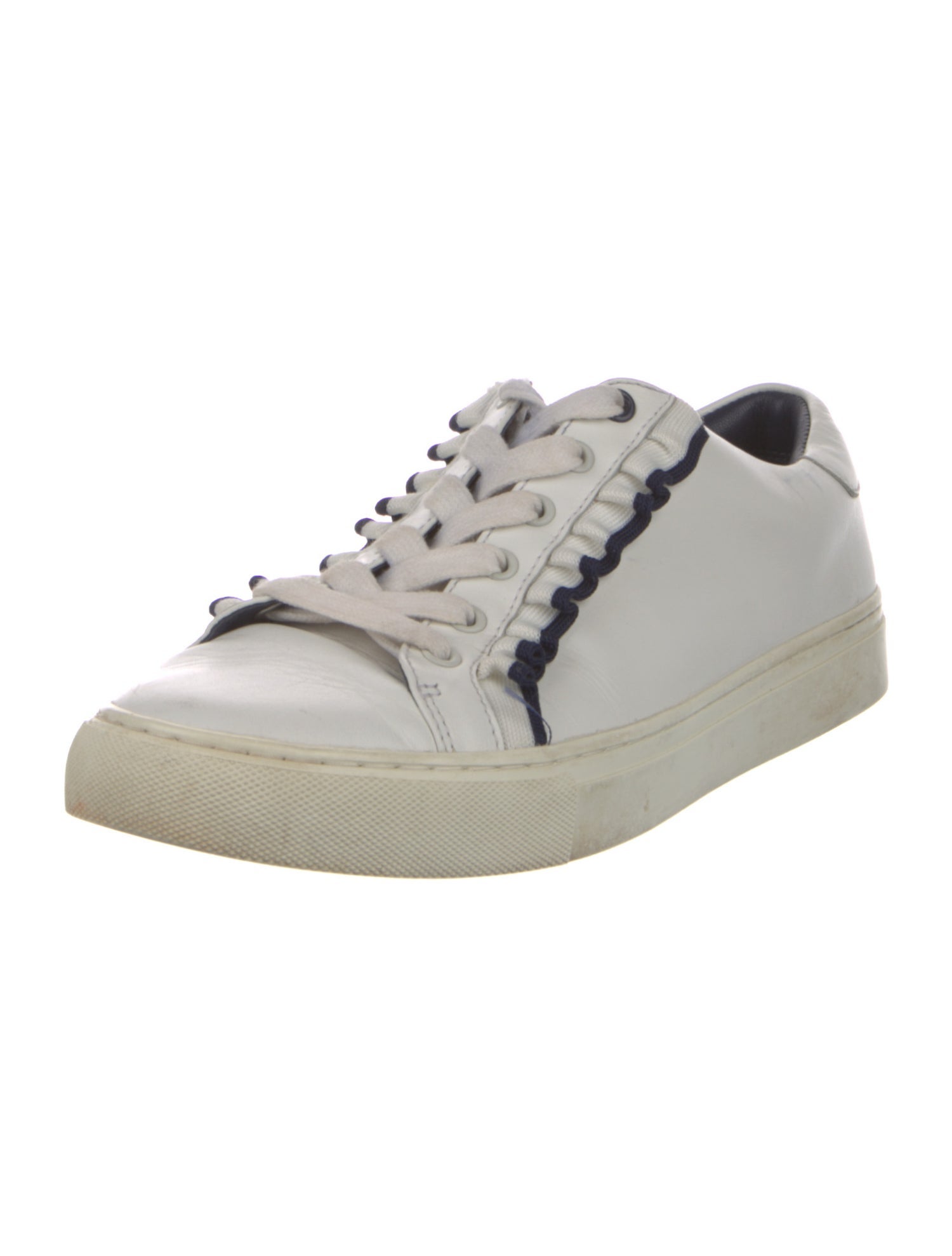 Tory Burch Leather Ruffle Embellishment Sneakers