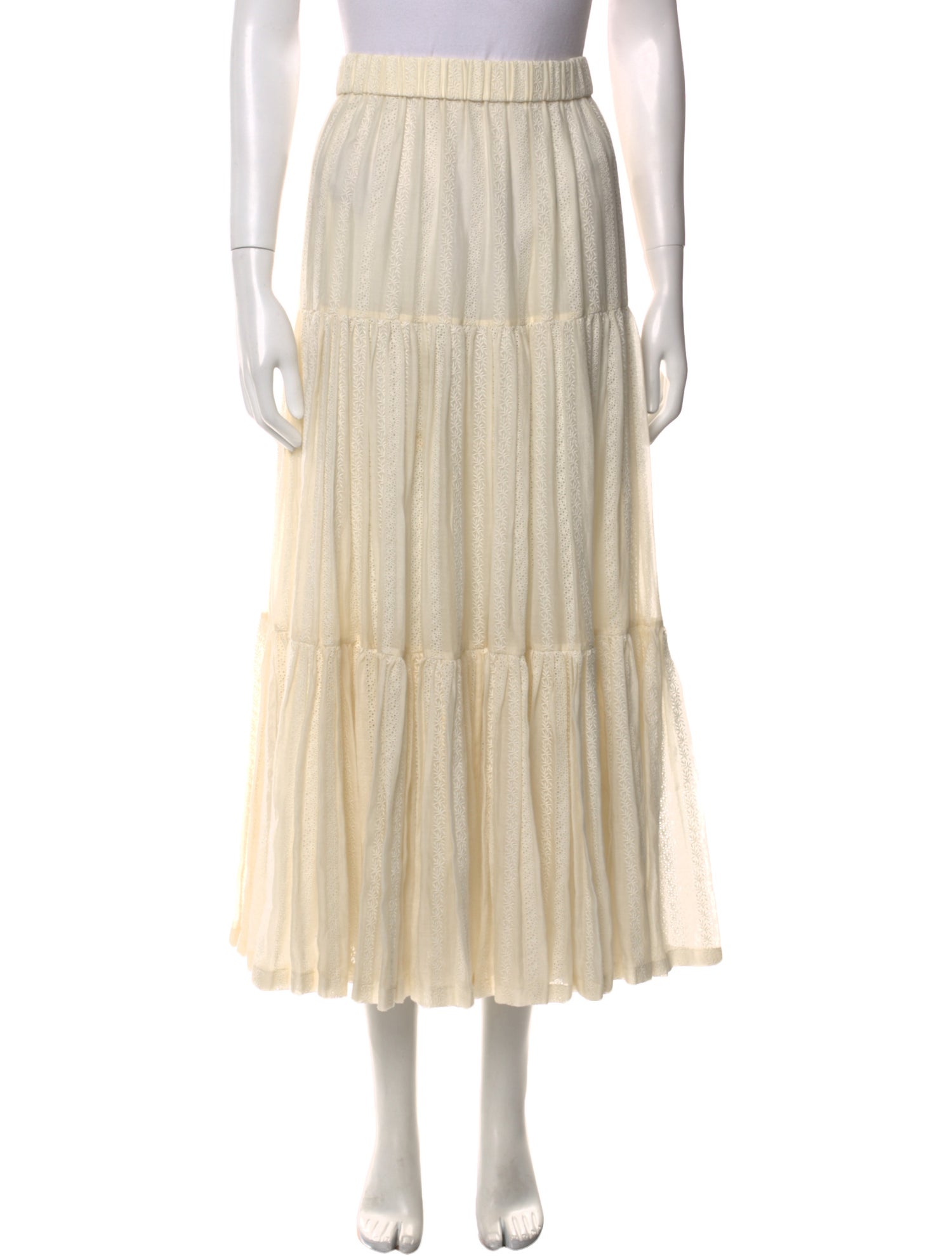 Tory Burch Fringe Trim Accent Midi Length Skirt