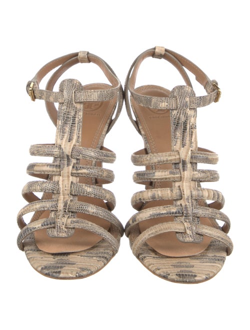 Tory Burch Embossed Leather Animal Print Sandals