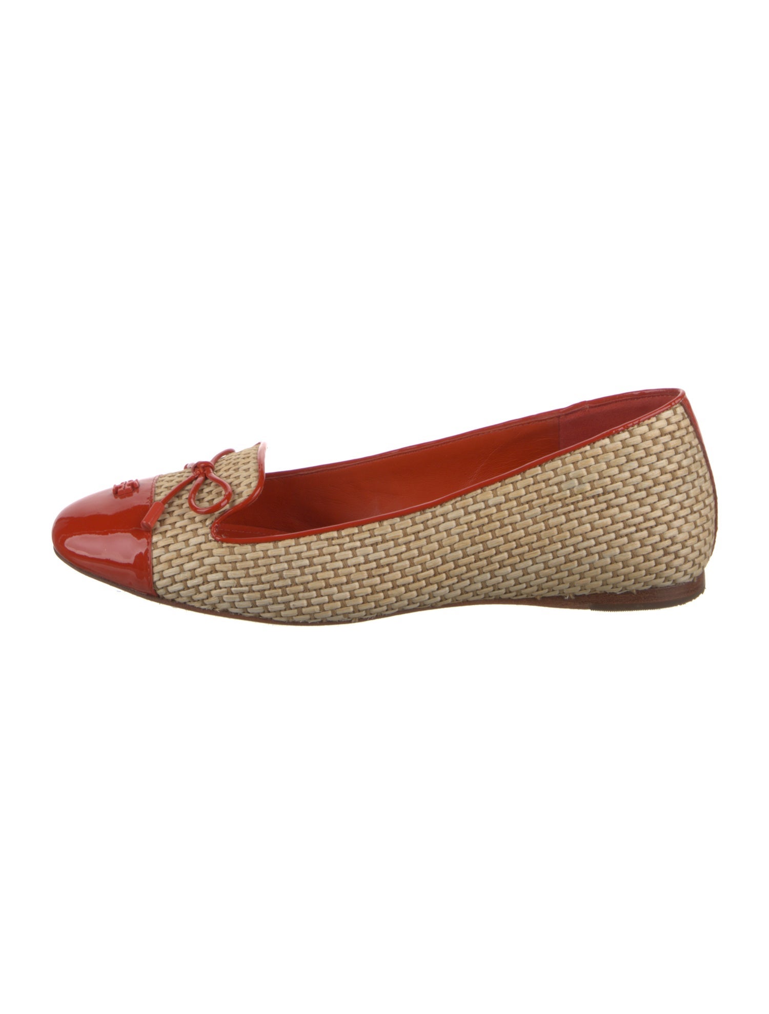 Tory Burch Straw Colorblock Pattern Loafers