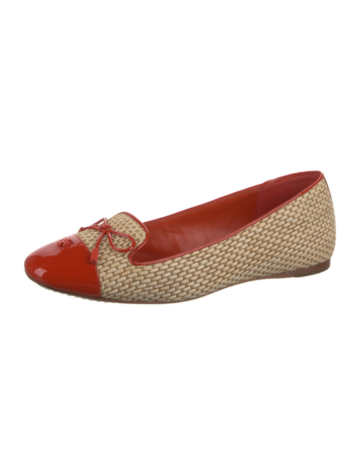 Tory Burch Straw Colorblock Pattern Loafers