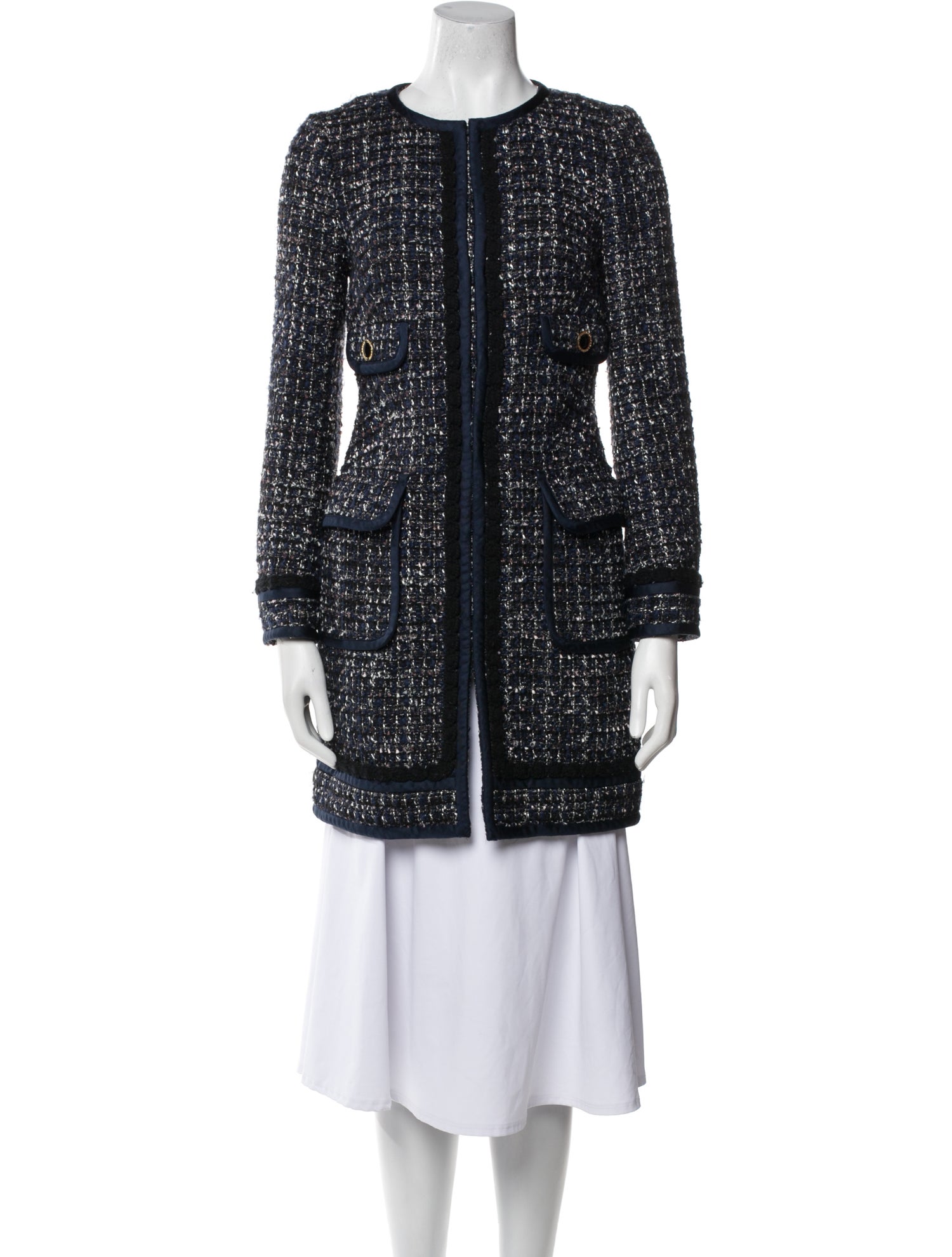 Tory Burch Wool Tweed Pattern Coat