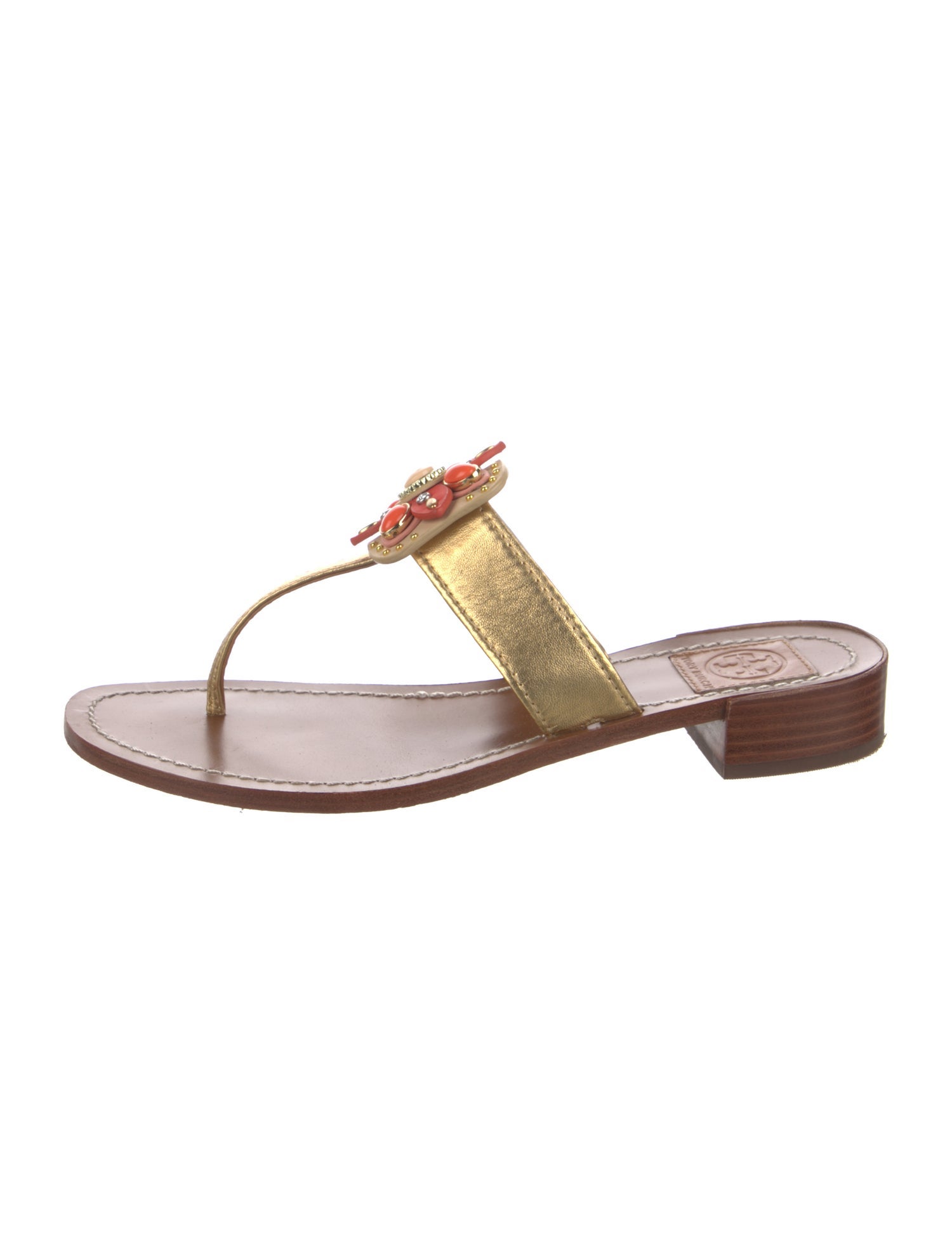 Tory Burch Leather Studded Accents Slides