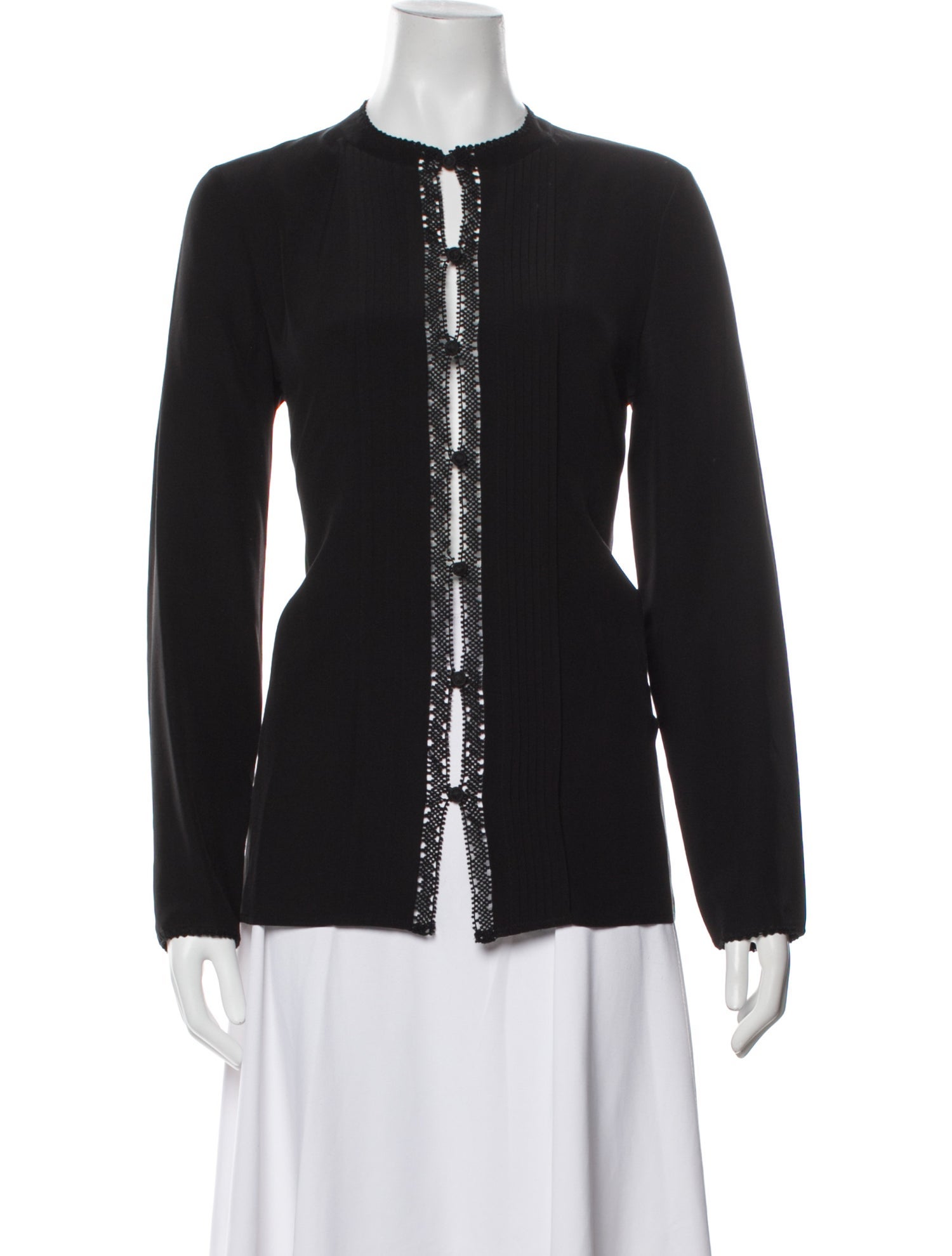 Tory Burch Silk Crew Neck Button-Up Top