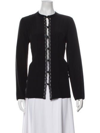 Tory Burch Silk Crew Neck Button-Up Top