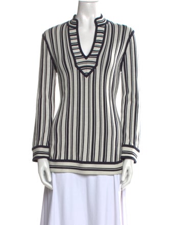 Tory Burch Striped V-Neck Tunic