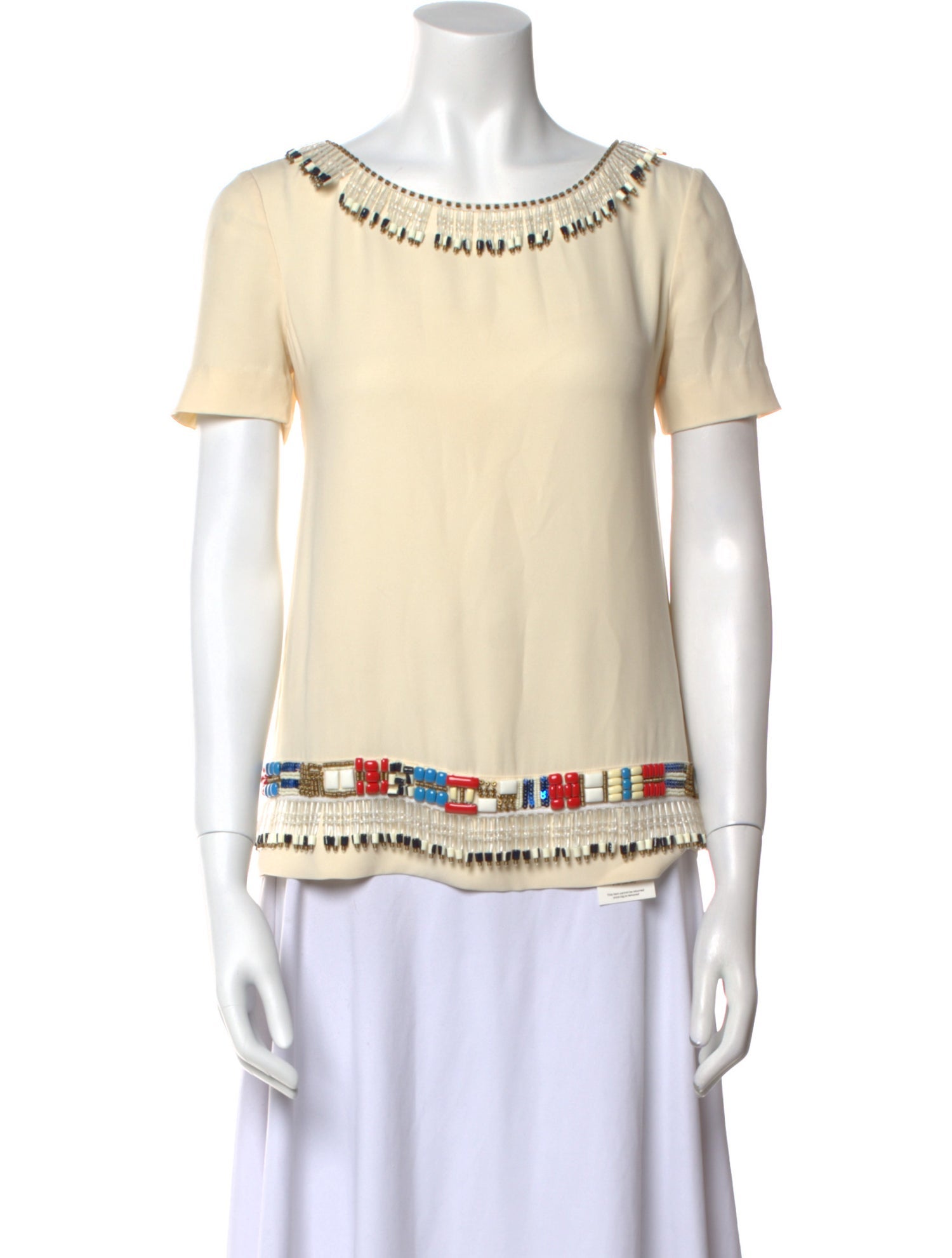 Tory Burch Silk Scoop Neck T-Shirt