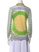 Tory Burch Printed Three-Quarter Sleeve Button-Up Top