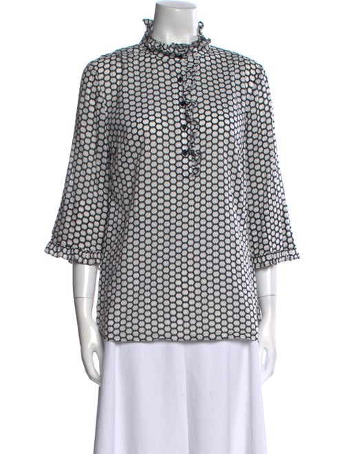 Tory Burch Polka Dot Print Mock Neck Blouse