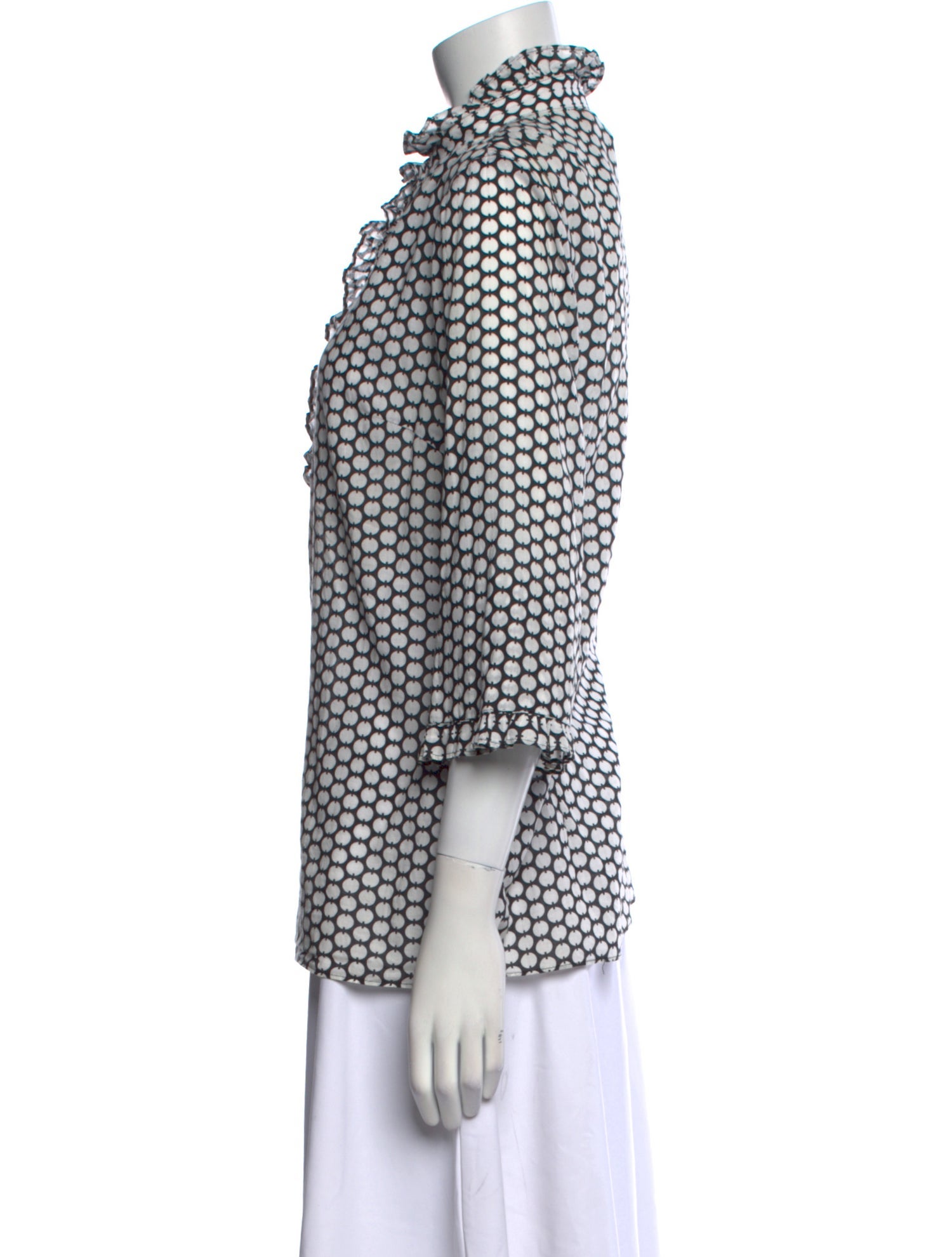 Tory Burch Polka Dot Print Mock Neck Blouse