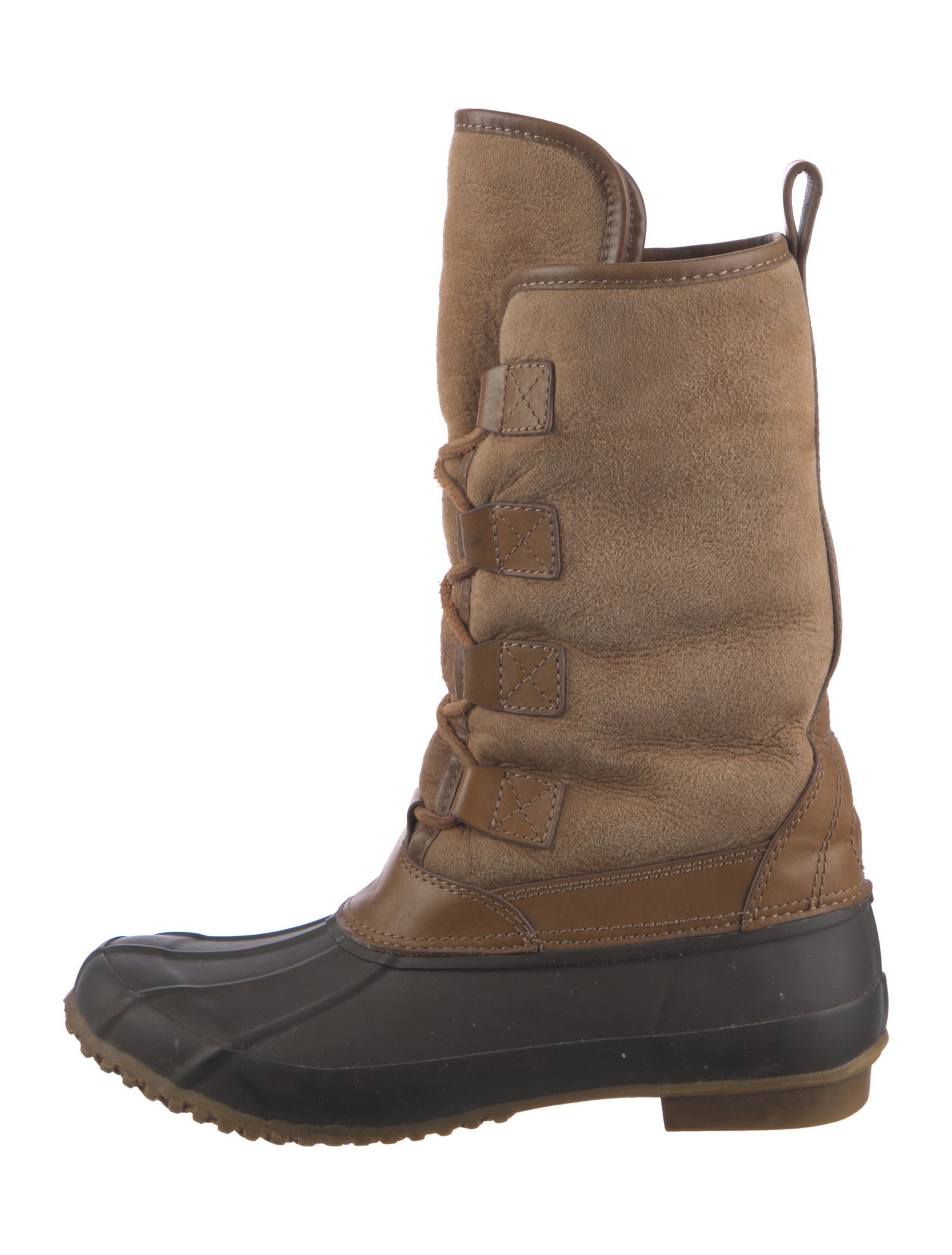 Tory Burch Suede Colorblock Pattern Lace-Up Boots