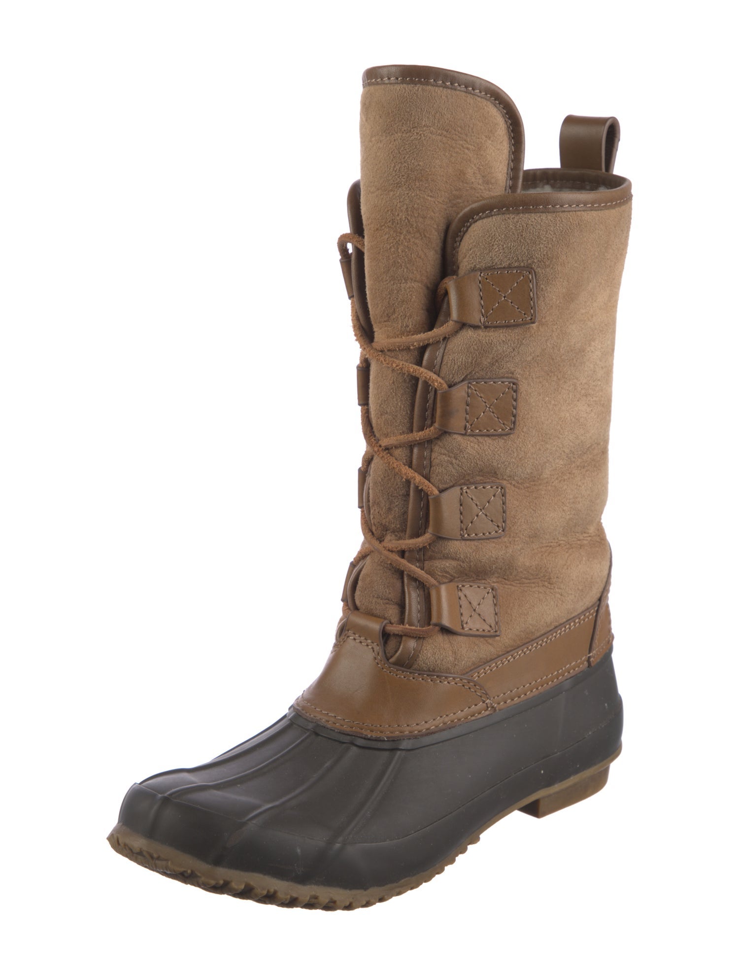 Tory Burch Suede Colorblock Pattern Lace-Up Boots