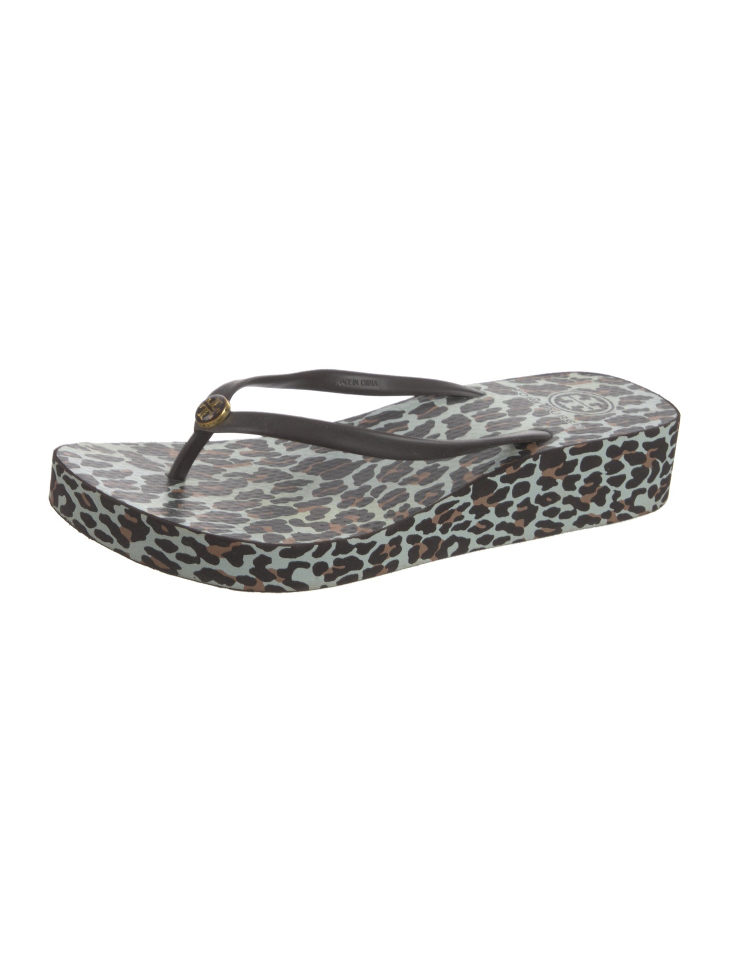 Tory Burch Rubber Animal Print Flip Flops