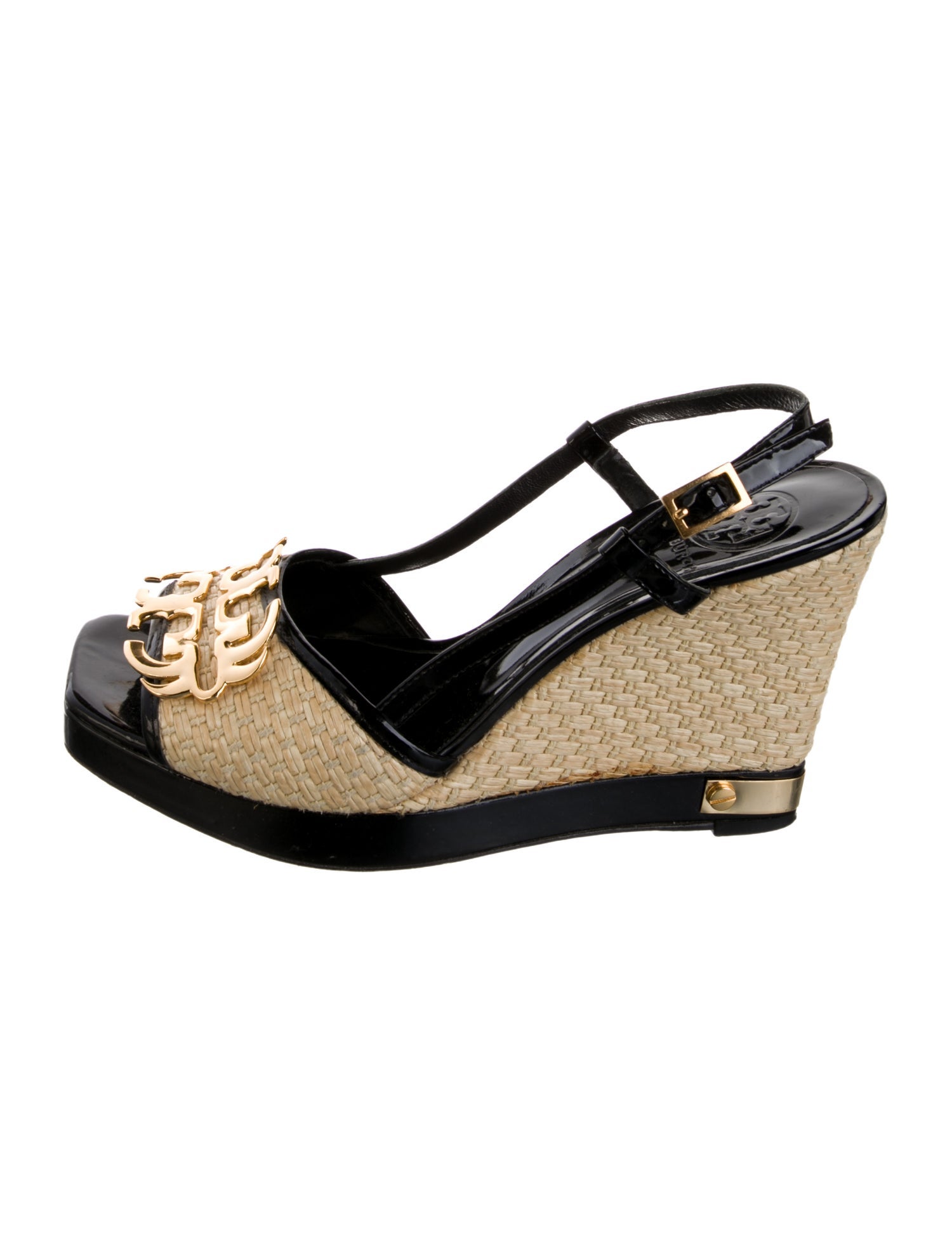 Tory Burch Patent Leather Colorblock Pattern Espadrilles