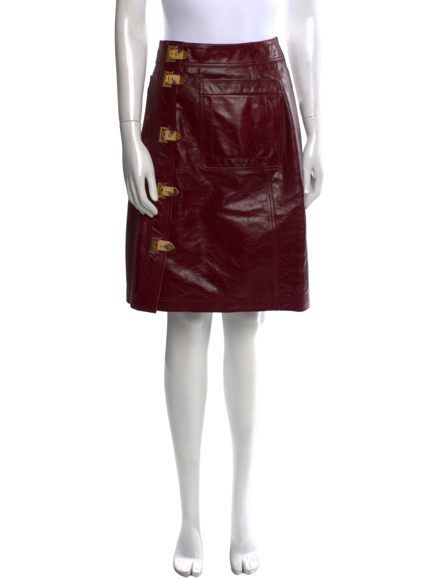 Tory Burch Leather Knee-Length Skirt