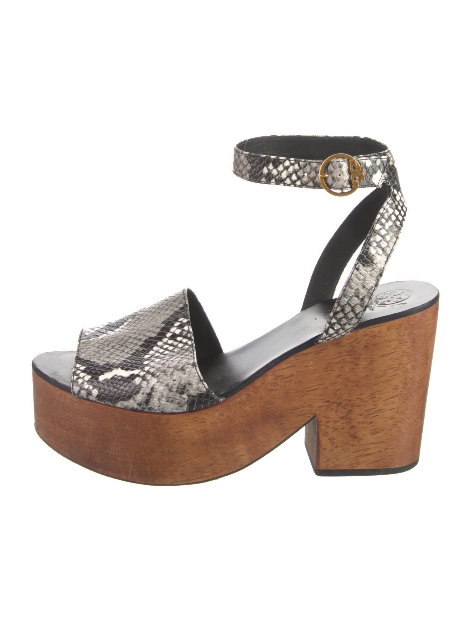 Tory Burch Embossed Leather Animal Print Sandals