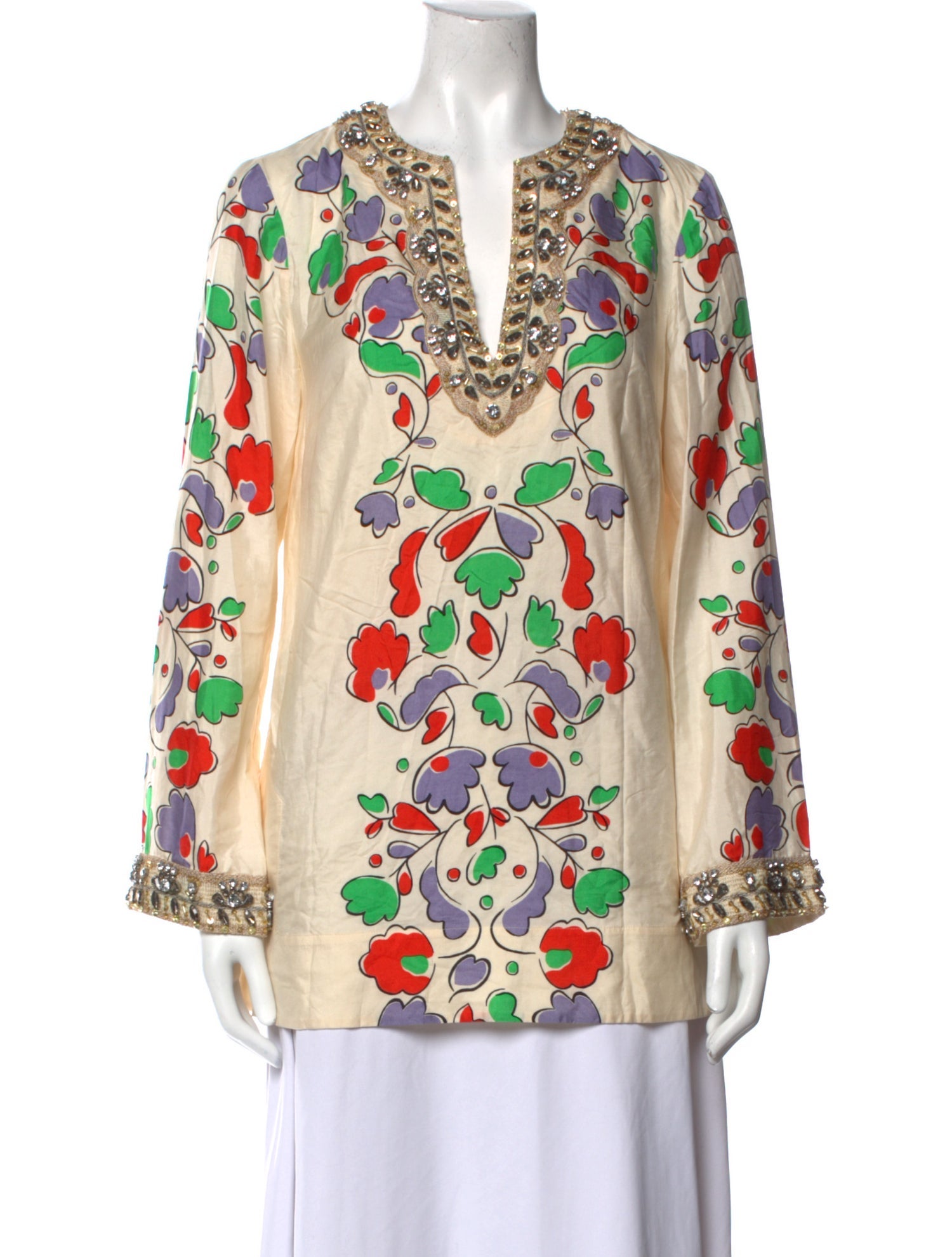 Tory Burch Silk Floral Print Tunic